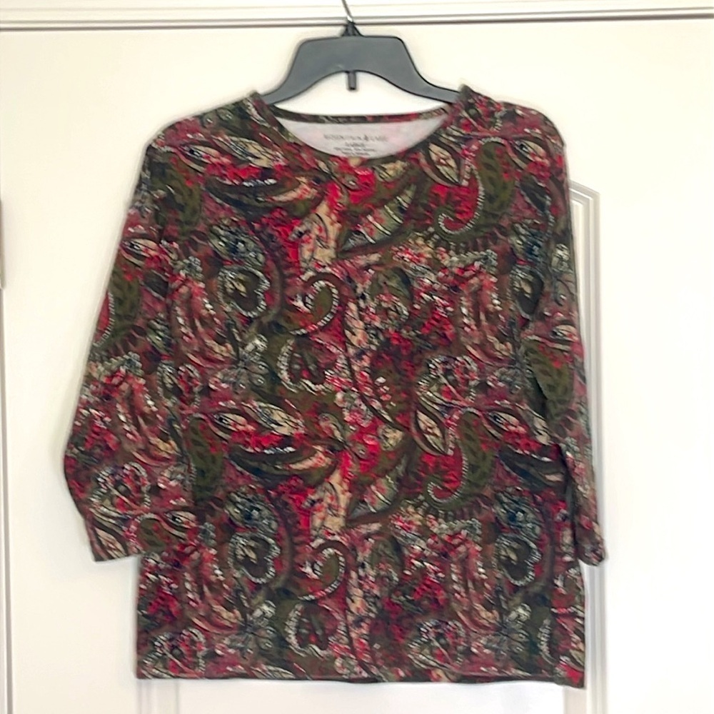 Mountain Lake Paisley 3/4 Sleeve Shirt Size Large